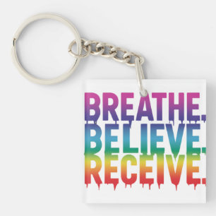 Adem, geloof, ontvang vierkant Sleutelhanger