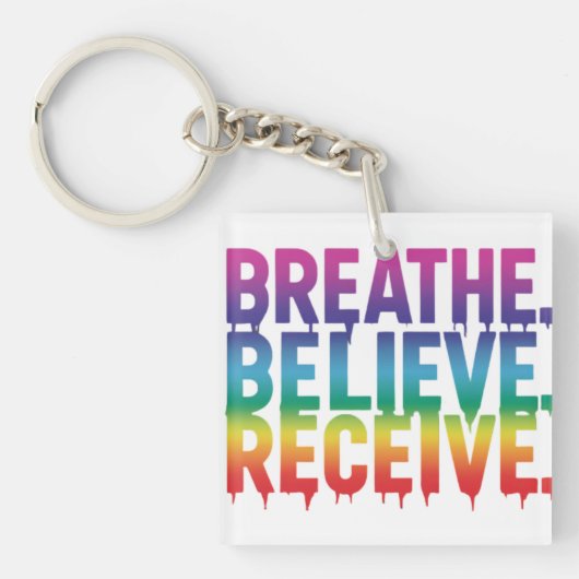 Adem, geloof, ontvang vierkant Sleutelhanger (voorkant)