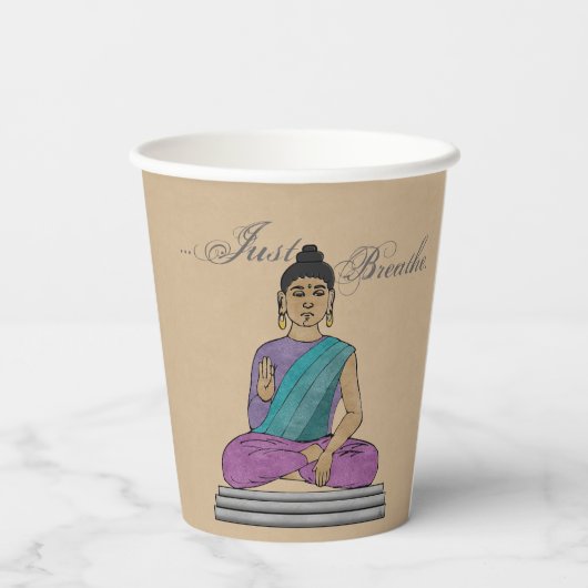 Adem gewoon kalmerende zittende Boeddha Papieren Bekers (Achterkant)