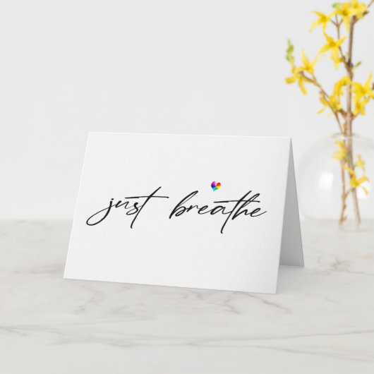 Adem gewoon met Rainbow Heart Kaart (Gele Bloem)