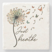 Adem gewoon paardenbloem met vlinders stenen onderzetter (Voorkant)