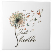 Adem gewoon paardenbloem met vlinders tegeltje (Voorkant)