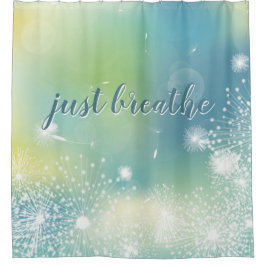 ADEM GEWOON Paardenbloem Modern Quote Turquoise Douchegordijn