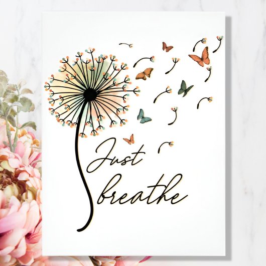 Adem gewoon positieve quote foto afdruk