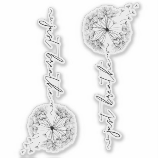 Adem gewoon Quote met Paardenbloem in Wind Script Sticker (Voorkant)