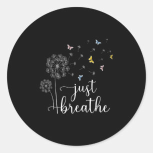 Adem gewoon T-shirt Paardenbloem en Vlinders Vrouw Ronde Sticker