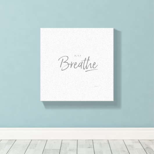 Adem gewoon Yoga Meditatie Quote Canvas Afdruk (Insitu (Houten vloer))