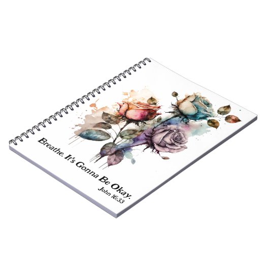 Adem het komt goed Waterverf Rozen wit Notitieboek (Linkerzijde)