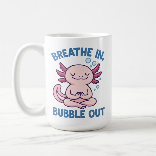 Adem in Bubble Out Axolotl Yoga Koffiemok (Links)