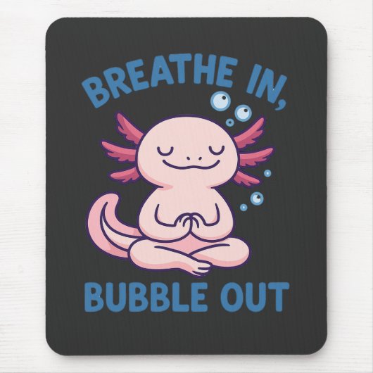 Adem in Bubble Out Axolotl Yoga Muismat (Voorkant)