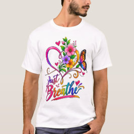 Adem In | Kleurrijk Bloemhart & Vlinder T-shirt