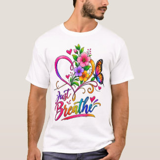 Adem In | Kleurrijk Bloemhart & Vlinder T-shirt