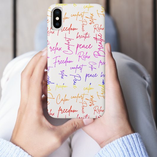 Adem in Ontspan Vrede Regenboog Script Wit Patroon Case-Mate iPhone Case