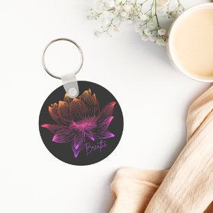 Adem in Regenboog Lotus Zwart Mindfulness Bloemig Sleutelhanger