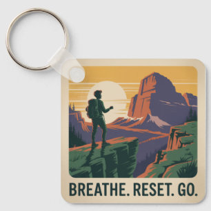 Adem in. Reset. Ga. Sleutelhanger