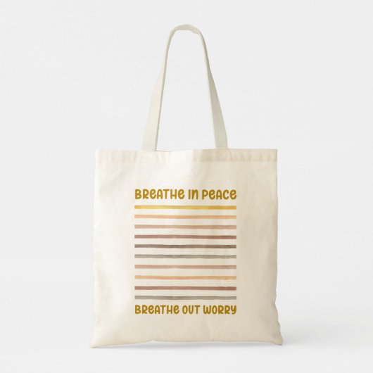 Adem in vrede Adem uit zorgen Inspirerend Tote Bag (Achterkant)