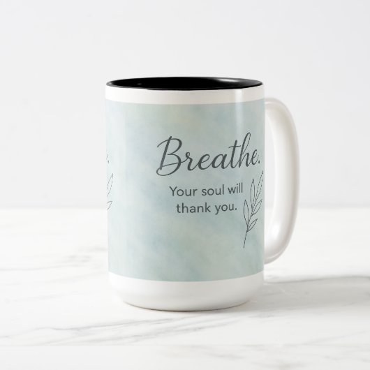 Adem - je ziel zal je dankbaar zijn tweekleurige koffiemok (Voorkant rechts)