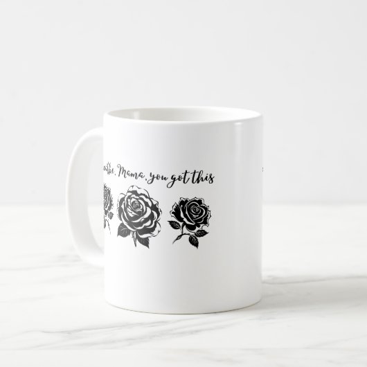 Adem Mama Bloemen Motivatie Quote silhouet Koffiemok (Voorkant links)