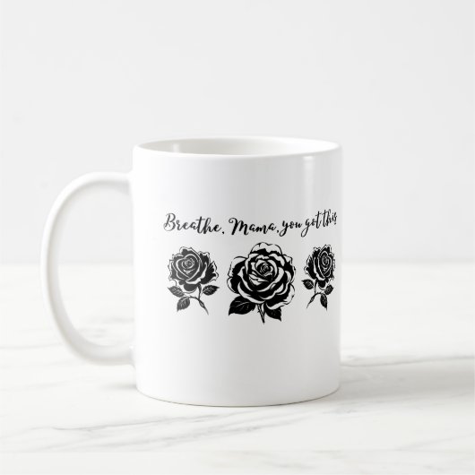 Adem Mama Bloemen Motivatie Quote silhouet Koffiemok (Links)