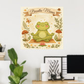 Adem Mama Schattige Kikker Mindfulness Kunst Poster (Thuiskantoor)
