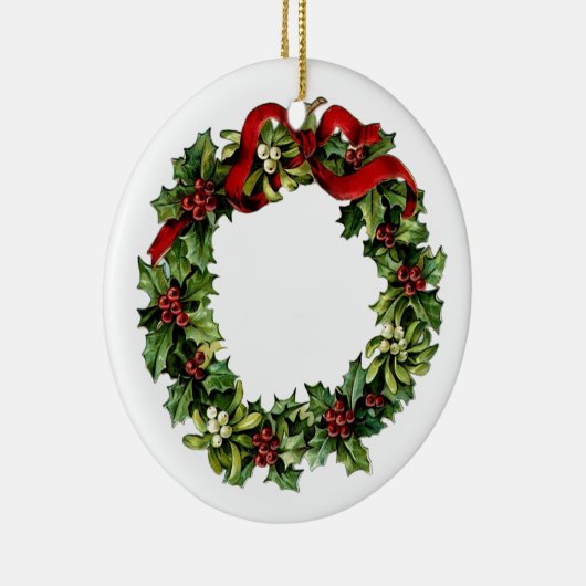 adem met Red Bow Holly Gift Collectie Keramisch Ornament (Rechts)