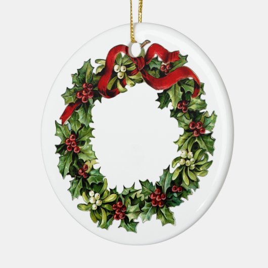 adem met Red Bow Holly Gift Collectie Keramisch Ornament (Links)