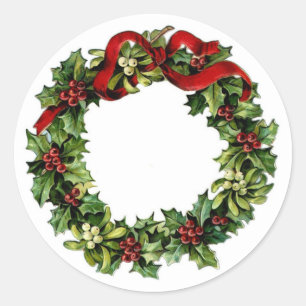  adem met Red Bow Holly Gift Collectie Ronde Sticker