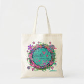 Adem Quote Bloemen Aangepaste Naam Leuke Inspirivi Tote Bag (Voorkant)