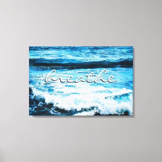 Adem Quote Hawaï Turquoise Ocean Waves Foto Canvas Afdruk (Voorkant)
