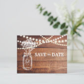 Adem Van Baby In Rustieke Mason Pot Save the Date Aankondigingskaart (Staand voorkant)