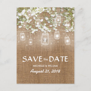 Adem Van Baby Ruige Jute Save the Date Aankondigingskaart