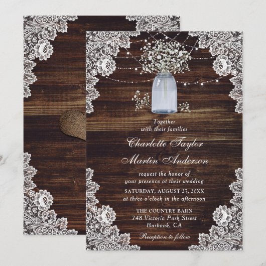 Adem Van Baby Rustieke Houten Kantverlichting Trou Kaart (Voorkant / Achterkant)