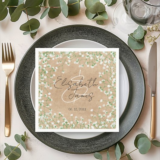 Adem Van Baby Waterverf Rustieke Boho Chic Bruilof Servet