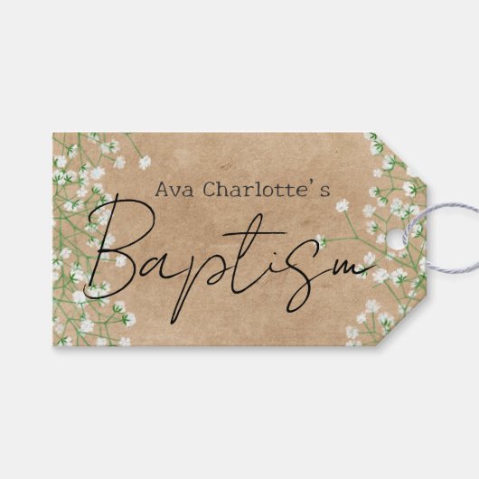  Adem van de baby Waterverf Mooie Bloem Boho Doopf Cadeaulabel (Voorkant (Horizontaal))