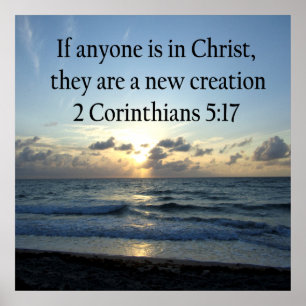 ADEMBENEMEND 2 KORINTIËRS 5:17 OCEAN SUNRISE POSTER