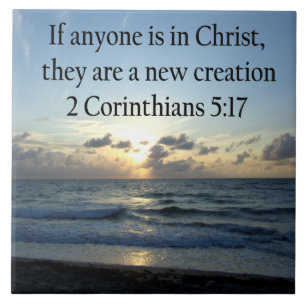 ADEMBENEMEND 2 KORINTIËRS 5:17 OCEAN SUNRISE TEGELTJE
