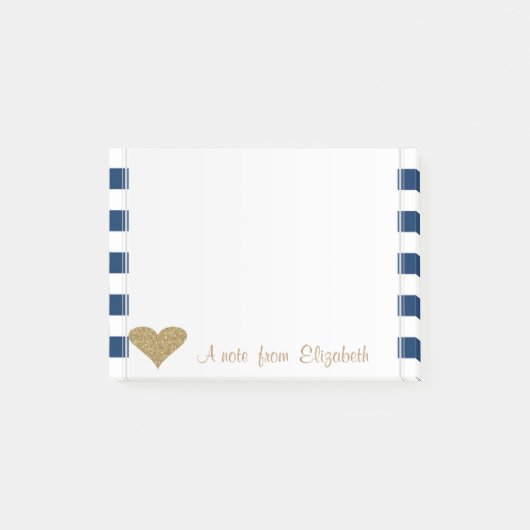 Adembenemend mooi glinsterend hart,marineblauwe st post-it® notes (Voorkant)