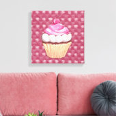 Adembenemend roze cupcake canvasprint canvas afdruk (Insitu (Woonkamer))