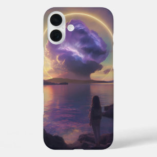 "Adembenemend surrealistisch landschap met vurig S iPhone 16 Plus Hoesje