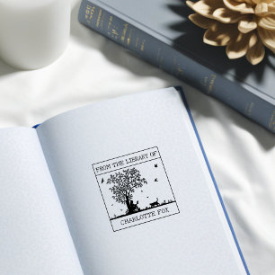 Adembenemend 'Uit de bibliotheek van' kat ex-libri Rubberstempel