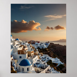 Adembenemend uitzicht op Santorini Poster