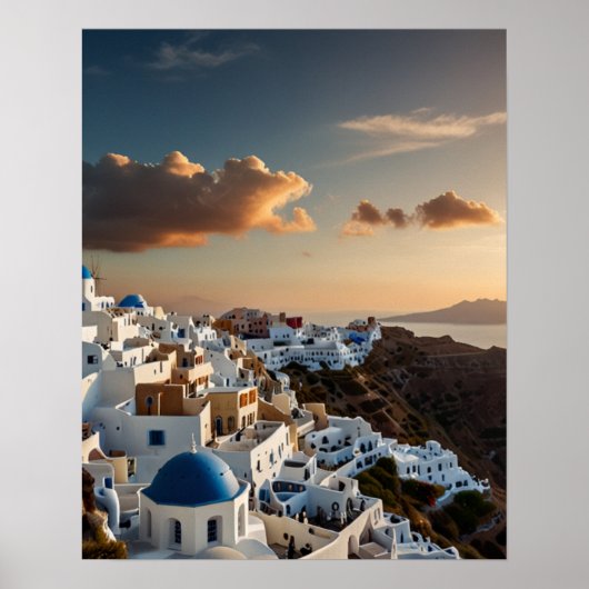 Adembenemend uitzicht op Santorini Poster (Voorkant)