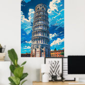 Adembenemend Uitzicht van de scheve toren van Pisa Poster (Thuiskantoor)