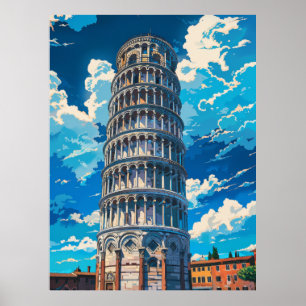 Adembenemend Uitzicht van de scheve toren van Pisa Poster