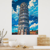 Adembenemend Uitzicht van de scheve toren van Pisa Poster (Keuken)