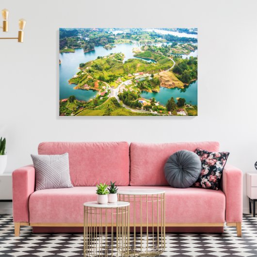 Adembenemend Uitzicht van Guatape Antioquia Sunny Canvas Afdruk (Insitu (Woonkamer))