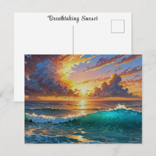 Adembenemend Zonsondergang Zonsopgang Oceaan Golve Briefkaart