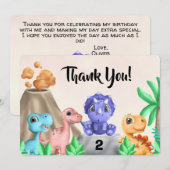 Adembenemende Baby Dinosauriërs Verjaardag Bedankk Kaart (Voorkant / Achterkant)