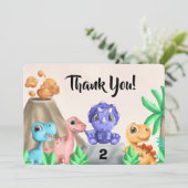 Adembenemende Baby Dinosauriërs Verjaardag Bedankk Kaart (Staand voorkant)