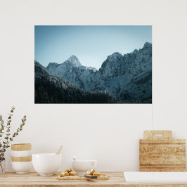 Adembenemende bergen en sparrenbos poster